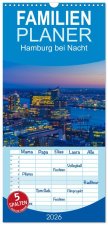 Familienplaner 2026 - Hamburg bei Nacht mit 5 Spalten (Wandkalender, 21 x 45 cm) CALVENDO