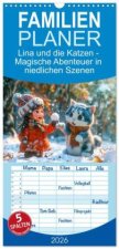 Familienplaner 2026 - Lina und die Katzen - Magische Abenteuer in niedlichen Szenen mit 5 Spalten (Wandkalender, 21 x 45 cm) CALVENDO