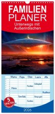 Familienplaner 2026 - Unterwegs mit Außerirdischen mit 5 Spalten (Wandkalender, 21 x 45 cm) CALVENDO