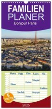 Familienplaner 2026 - Bonjour Paris mit 5 Spalten (Wandkalender, 21 x 45 cm) CALVENDO