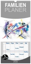 Familienplaner 2026 - Abstrakte Aquarelle mit 5 Spalten (Wandkalender, 21 x 45 cm) CALVENDO