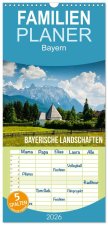 Familienplaner 2026 - Bayerische Landschaften mit 5 Spalten (Wandkalender, 21 x 45 cm) CALVENDO