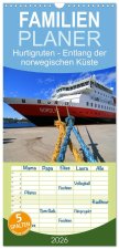 Familienplaner 2026 - Hurtigruten - Entlang der norwegischen Küste mit 5 Spalten (Wandkalender, 21 x 45 cm) CALVENDO