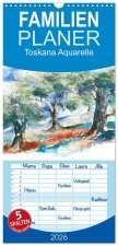 Familienplaner 2026 - Toskana Aquarelle mit 5 Spalten (Wandkalender, 21 x 45 cm) CALVENDO