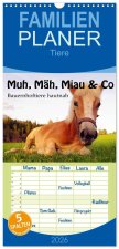 Familienplaner 2026 - Muh, Mäh, Miau & Co mit 5 Spalten (Wandkalender, 21 x 45 cm) CALVENDO