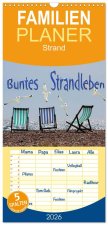 Familienplaner 2026 - Buntes Strandleben mit 5 Spalten (Wandkalender, 21 x 45 cm) CALVENDO