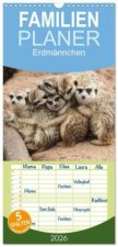 Familienplaner 2026 - Erdmännchen mit 5 Spalten (Wandkalender, 21 x 45 cm) CALVENDO