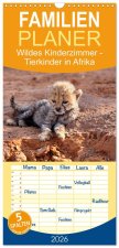 Familienplaner 2026 - Wildes Kinderzimmer - Tierkinder in Afrika mit 5 Spalten (Wandkalender, 21 x 45 cm) CALVENDO