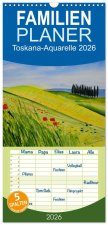 Familienplaner 2026 - Toskana-Aquarelle 2026 mit 5 Spalten (Wandkalender, 21 x 45 cm) CALVENDO
