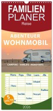 Familienplaner 2026 - Abenteuer Wohnmobil - Camping, Vanlife, Roadtrips mit 5 Spalten (Wandkalender, 21 x 45 cm) CALVENDO