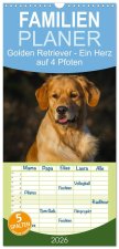 Familienplaner 2026 - Golden Retriever - Ein Herz auf 4 Pfoten mit 5 Spalten (Wandkalender, 21 x 45 cm) CALVENDO