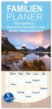 Familienplaner 2026 - Neuseeland - Traumlandschaften aus einem Naturparadies mit 5 Spalten (Wandkalender, 21 x 45 cm) CALVENDO