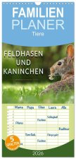 Familienplaner 2026 - Feldhasen und Kaninchen mit 5 Spalten (Wandkalender, 21 x 45 cm) CALVENDO