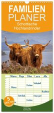 Familienplaner 2026 - Schottische Hochlandrinder. Freundlich, schön und robust mit 5 Spalten (Wandkalender, 21 x 45 cm) CALVENDO