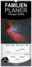 Familienplaner 2026 - Farbiges Weltall mit 5 Spalten (Wandkalender, 21 x 45 cm) CALVENDO