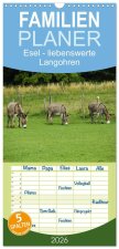 Familienplaner 2026 - Esel - liebenswerte Langohren mit 5 Spalten (Wandkalender, 21 x 45 cm) CALVENDO