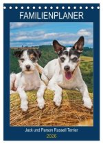 Familienplaner Jack und Parson Russell Terrier (Tischkalender 2026 DIN A5 hoch), CALVENDO Monatskalender