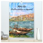Porto - Stadtansichten in Aquarell (hochwertiger Premium Wandkalender 2026 DIN A2 hoch), Kunstdruck in Hochglanz