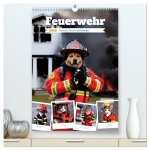 Feuerwehr - Tierischer Feuerwehrkalender (hochwertiger Premium Wandkalender 2026 DIN A2 hoch), Kunstdruck in Hochglanz