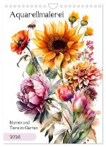 Aquarellmalerei - Blumen und Tiere im Garten (Wandkalender 2026 DIN A4 hoch), CALVENDO Monatskalender