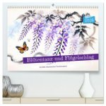 Blütentanz und Flügelschlag - Im Stile chinesischer Tuschmalerei (hochwertiger Premium Wandkalender 2026 DIN A2 quer), Kunstdruck in Hochglanz