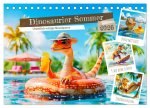 Dinosaurier Sommer - Urzeitlich witzige Strandparty (Tischkalender 2026 DIN A5 quer), CALVENDO Monatskalender