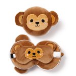 Relaxeazzz Plüsch Affe Reisekissen & Schlafmaske