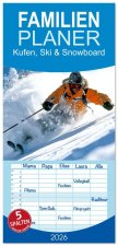 Familienplaner 2026 - Kufen, Ski & Snowboard mit 5 Spalten (Wandkalender, 21 x 45 cm) CALVENDO