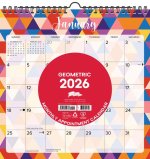 Geometric 2026 12 X 12 Spiral Wall Calendar