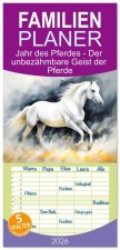 Familienplaner 2026 - Jahr des Pferdes - Der unbezähmbare Geist der Pferde mit 5 Spalten (Wandkalender, 21 x 45 cm) CALVENDO