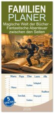 Familienplaner 2026 - Magische Welt der Bücher - Fantastische Abenteuer zwischen den Seiten mit 5 Spalten (Wandkalender, 21 x 45 cm) CALVENDO