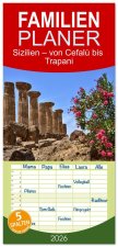 Familienplaner 2026 - Sizilien - von Cefalù bis Trapani mit 5 Spalten (Wandkalender, 21 x 45 cm) CALVENDO