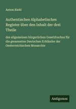 Authentisches Alphabetisches Register über den Inhalt der drei Theile
