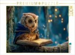 CALVENDO Puzzle Magische Eule mit Zauberbuch im Zauberwald | 1000 Teile Lege-Größe 64x48cm Foto-Puzzle für glückliche Stunden