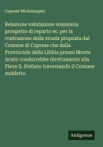 Relazione valutazione sommaria prospetto di reparto ec. per la costruzione della strada proposta dal Comune di Caprese che dalla Provinciale della Lib