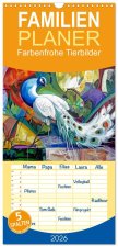 Familienplaner 2026 - Farbenfrohe Tierbilder mit 5 Spalten (Wandkalender, 21 x 45 cm) CALVENDO