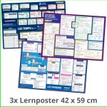 mindmemo Lernposter 3er Set - Französische Zeiten + Wortarten + Pronomen | Grammatik lernen Grundwissen Lernhilfe