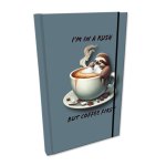 Notes A5 kratka z gumką Soft Touch Leniwiec Kawa