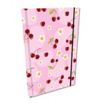 Notes A5 kratka z gumką Soft Touch Wisienki w różu