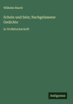 Schein und Sein; Nachgelassene Gedichte