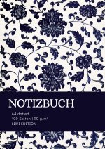 Notizbuch A4 dotted - 100 Seiten Soft Cover - floral blau - FSC Papier