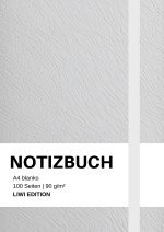 Notizbuch A4 blanko weiß / hellgrau - 100 Seiten Soft Cover - FSC Papier