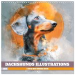 Dachshunds Illustrations - A hunter with humorous nature (Wall Calendar 2026 12 × 12 Inch) CALVENDO 12 Month Wall Calendar
