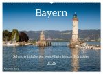 Bayern - Sehenswürdigkeiten vom Allgäu bis zum Königssee (Wandkalender 2026 DIN A2 quer), CALVENDO Monatskalender