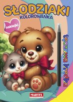 Słodziaki. Kolorowanka z naklejkami. Tęczowa kredka