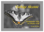 Farbige Akzente - Tierkalender 2026 in schwarz-weiß (Wandkalender 2026 DIN A2 quer), CALVENDO Monatskalender