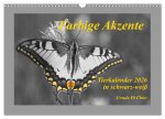 Farbige Akzente - Tierkalender 2026 in schwarz-weiß (Wandkalender 2026 DIN A3 quer), CALVENDO Monatskalender