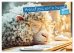 Schlaf gut, mein Schaf - Spruchkalender mit lustigen Schaf-Bildern (Wandkalender 2026 DIN A2 quer), CALVENDO Monatskalender
