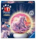 Ravensburger 3D Puzzle Nachtlicht Pferde am Strand - Puzzle-Ball mit LED Nachtlicht als Nachttischlampe für Kinder ab 6 Jahren