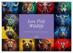 Low Poly Wildlife (Wandkalender 2026 DIN A2 quer), CALVENDO Monatskalender